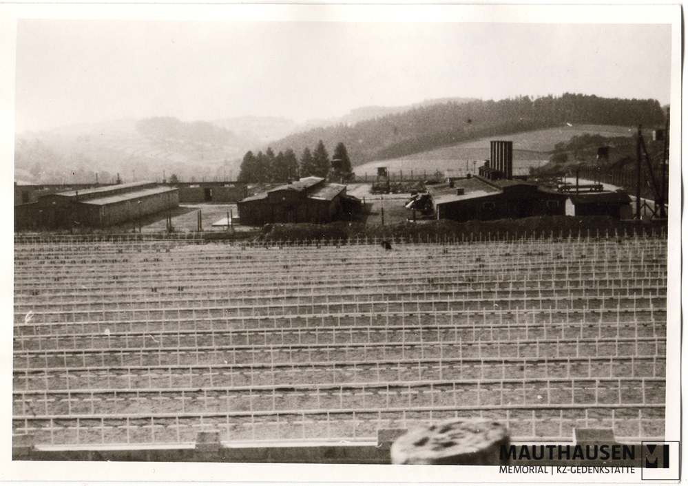MM_4_7_2_0009.jpg; 4.7.2.0009; Befreites KZ Mauthausen: Blick auf den Camp Cemetery Mauthausen am ehemaligen Sportplatz der SS;